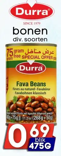 Özbaktat Supermarkt Durra bonen aanbieding