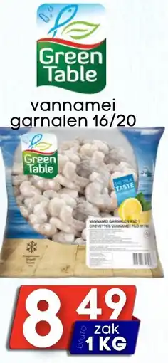 Özbaktat Supermarkt Green Table vannamei garnalen 16/20 aanbieding