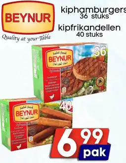 Özbaktat Supermarkt Beynur kiphamburgers of kipfrikandellen aanbieding