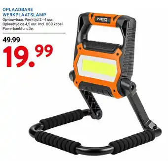 Kluswijs Oplaadbare werkplaatslamp aanbieding