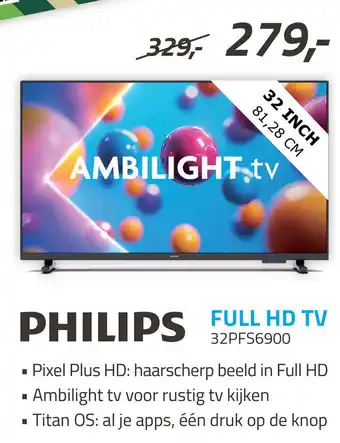 Obbink Philips FULL HD TV 32PFS6900 aanbieding