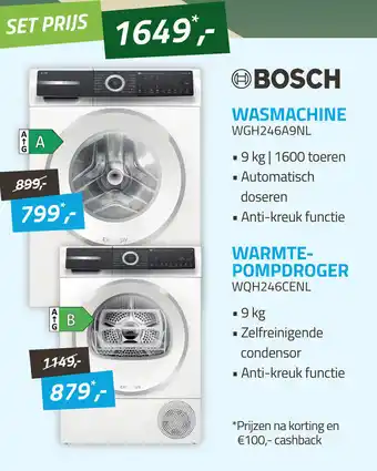 Obbink BOSCH Wasmachine en Warmtepompdroger aanbieding