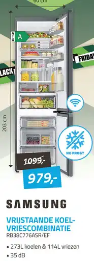 Obbink Samsung Vrijstaande koelvriescombinatie RB38C776ASR/EF aanbieding