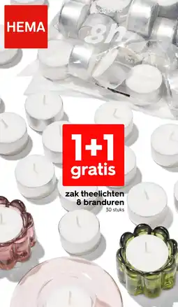 HEMA Zak theelichten 8 branduren aanbieding
