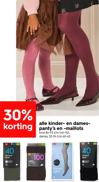 HEMA Alle kinder en dames panty's en maillots aanbieding