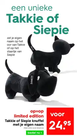 HEMA Takkie of Siepie knuffel met je eigen naam aanbieding