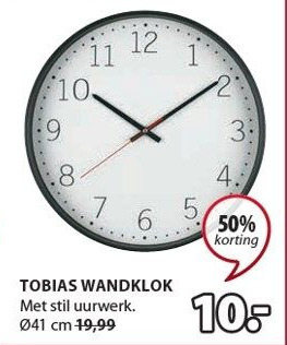 Jysk Tobias Wandklok aanbieding