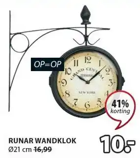 Jysk Runar Wandklok aanbieding