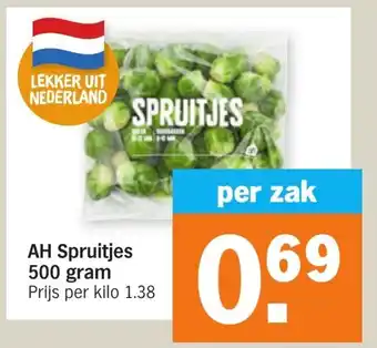 Albert Heijn Spruitjes 500 gram Prijs per kilo 1.38 aanbieding