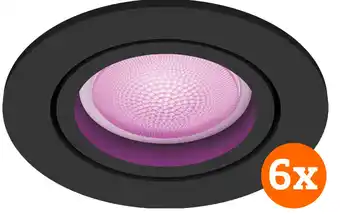 Coolblue Philips Hue Centura inbouwspot White and Color - rond - Zwart - 6-pack aanbieding