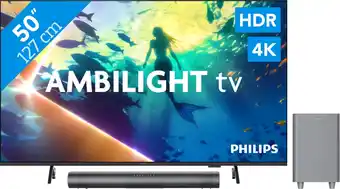 Coolblue Philips Ambilight 50 PUS8000 4K (2025) + Philips TAB6100 aanbieding