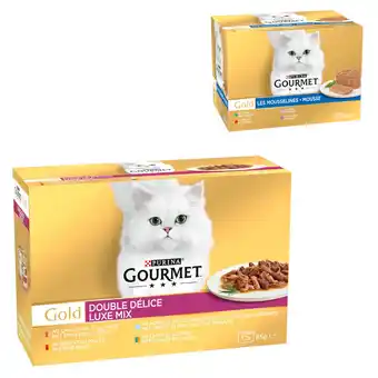 Zooplus 96 x 85 g Gourmet Gold natvoer + 24 x 85 g Gourmet Gold mousse gratis! - Duo Delice Luxus-Mix aanbieding