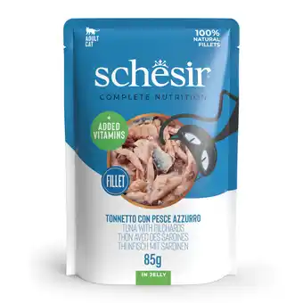 Zooplus 6x85g Tonijn met sardines Schesir Complete Nutrition in gelei natvoer voor katten aanbieding