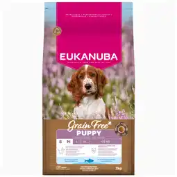 Zooplus Voordeelpakket: 2x3kg Eukanuba Grain Free Puppy Klein & Middelgroot Ras Zeevis Hondenvoer droog aanbieding