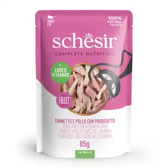 Zooplus 6x85g Tonijn en kip met ham Schesir Complete Nutrition in gelei natvoer voor katten aanbieding