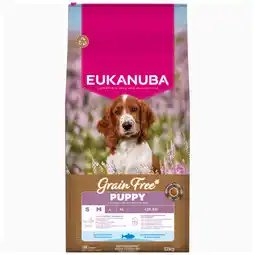 Zooplus Voordeelpakket: 2x12kg Eukanuba Grain Free Puppy Klein & Middelgroot Ras Zeevis Hondenvoer droog aanbieding