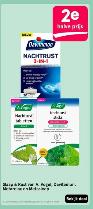 Etos Slaap & Rust van A. Vogel, Davitamon, Metarelax en Metasleep aanbieding