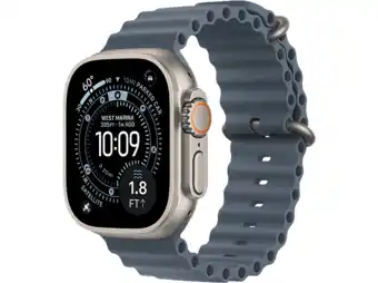 MediaMarkt Apple Watch Ultra 3gps + Cellular -49mmnatural Titanium Case - Anchor Blue Ocean Band Smartwatch aanbieding