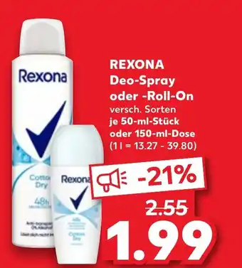 Kaufland DE Rexona Deo-Spray oder Roll-On aanbieding