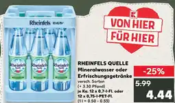 Kaufland DE Rheinfels Quelle Mineralwasser oder Erfrischungsgetränke aanbieding