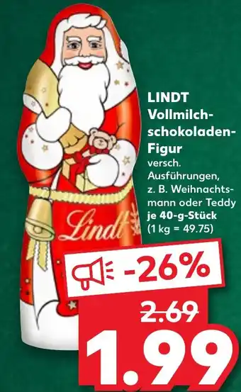 Kaufland DE LINDT Vollmilch schokoladen Figur aanbieding