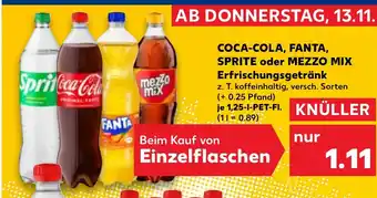 Kaufland DE Coca-cola, fanta, sprite oder mezzo mix erfrischungsgetränk aanbieding