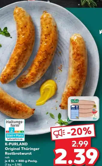 Kaufland DE K-PURLAND Original Thüringer Rostbratwurst aanbieding