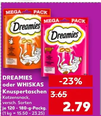 Kaufland DE Dreamies oder whiskas knuspertaschen aanbieding