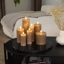 Action Luxe set ledkaarsen 7-delig - taupe aanbieding