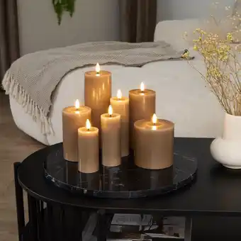 Action Luxe set ledkaarsen 7-delig - taupe aanbieding
