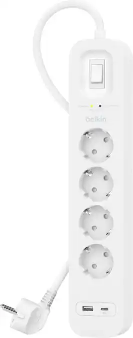 Coolblue Belkin Surge Protection 4 Outlet 2 Meter Usb C Wit aanbieding