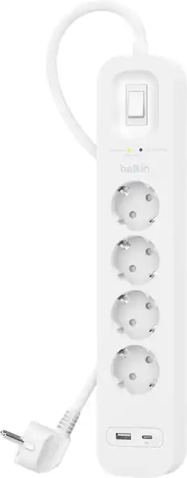 Coolblue Belkin Surge Protection 4 Outlet 2 Meter Usb C Wit aanbieding