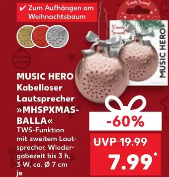 Kaufland DE MUSIC HERO Kabelloser Lautsprecher MHSPXMAS BALLA aanbieding