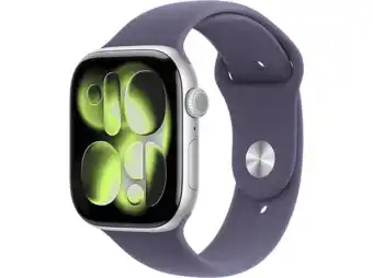 MediaMarkt Apple Watch Series 11gps- 46mmaluminium Case - Purple Fog Sport Band S/m Smartwatch Silver aanbieding