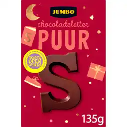 Jumbo Jumbo Chocoladeletter Puur S 135 g aanbieding