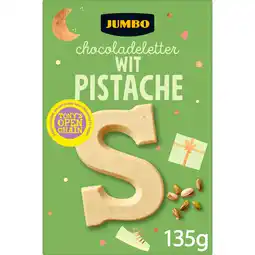 Jumbo Jumbo Chocoladeletter Wit Pistache S 135 g aanbieding