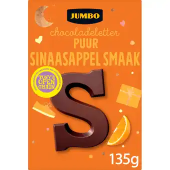 Jumbo Jumbo Chocoladeletter Puur Sinaasappel Smaak S 135 g aanbieding