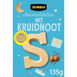 Jumbo Jumbo Chocoladeletter Wit Kruidnoot S 135 g aanbieding