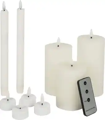 Intratuin LED kaarsenset met afstandsbediening / timer wit 9 stuks aanbieding