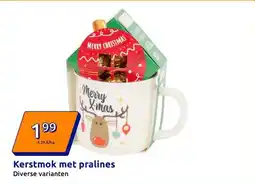 Action Kerstmok met pralines aanbieding