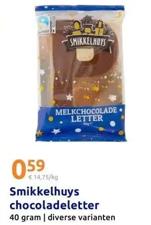Action Smikkelhuys chocoladeletter aanbieding