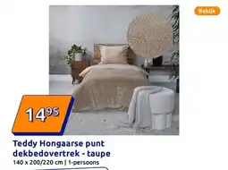 Action Teddy Hongaarse punt dekbedovertrek - taupe aanbieding