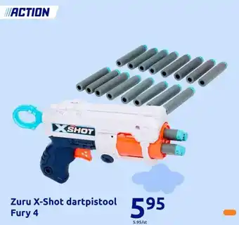 Action Zuru X-Shot dartpistool Fury 4 aanbieding