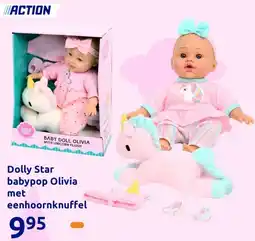 Action Dolly Star babypop Olivia meteenhoornknuffel aanbieding