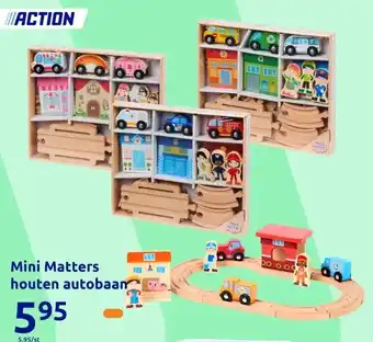 Action Mini Matters houten autobaan aanbieding