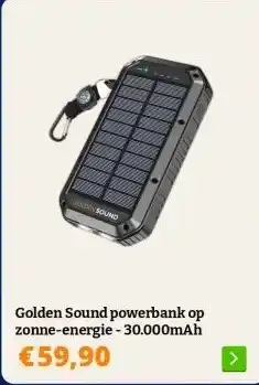 Obelink Golden Sound powerbank op zonne-energie - 30.000mAh aanbieding