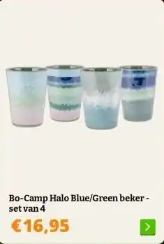 Obelink Bo-Camp Halo Blue/Green beker - set van 4 aanbieding