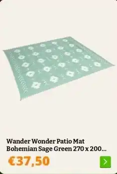 Obelink Wander Wonder Patio Mat Bohemian Sage Green 270 x 200 cm tenttapijt aanbieding
