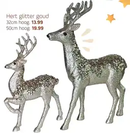 Coppelmans Hert glitter goud aanbieding