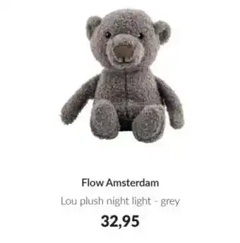 Babypark Flow Amsterdam Lou plush night light grey aanbieding